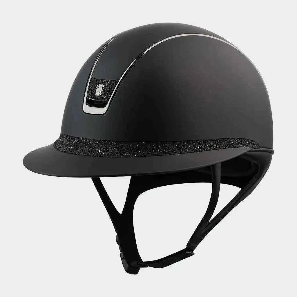 SAMSHIELD Kask Miss Shield 2.0 Shadowmatt Black/carpet Alcantara flower Swarowski Crystal